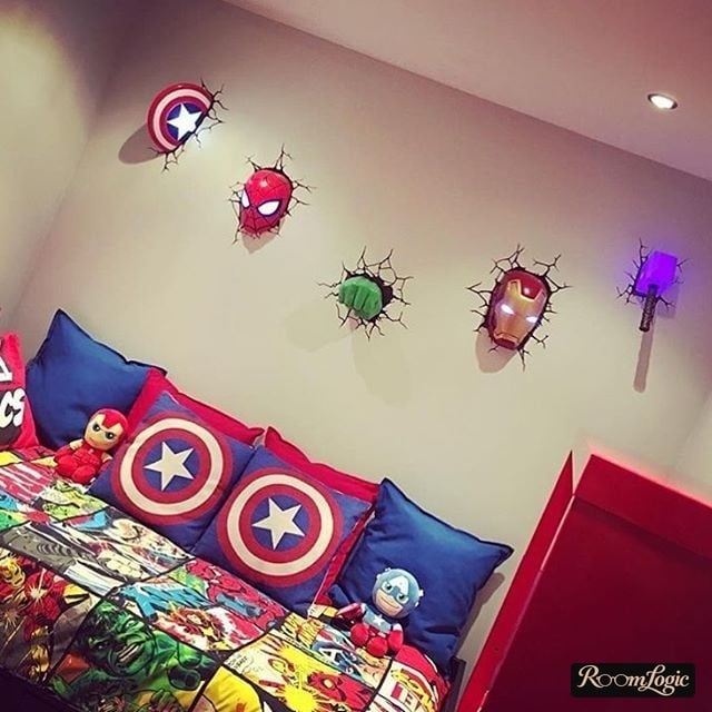 Boy's bedroom decoration in comic book theme kids' room