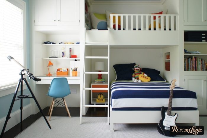 boy's room with a loft bed
