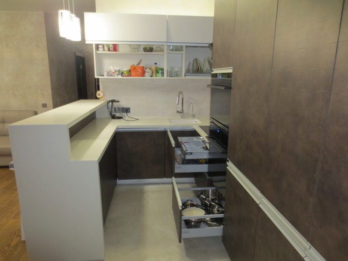 breakfast bar made of artificial stone