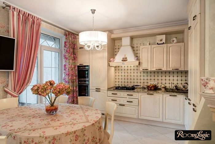 bright curtains for the kitchen in provence style