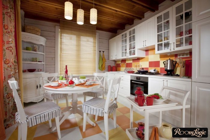 bright kitchen in a mix of country and provence styles