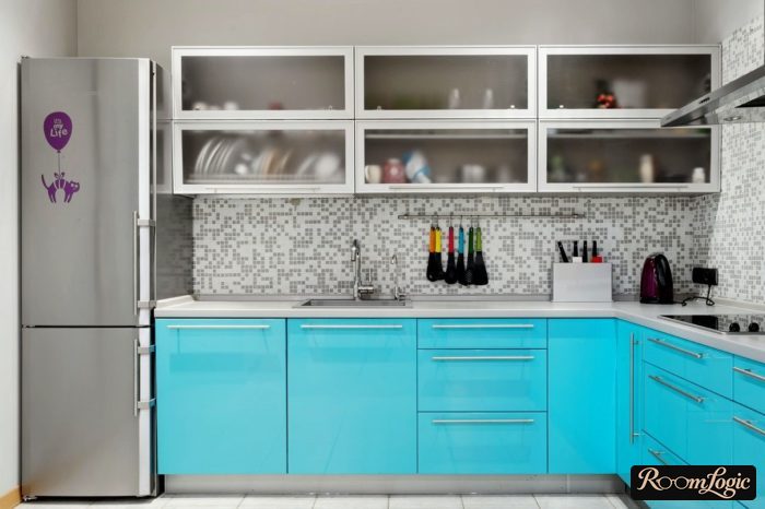 bright light blue kitchen design