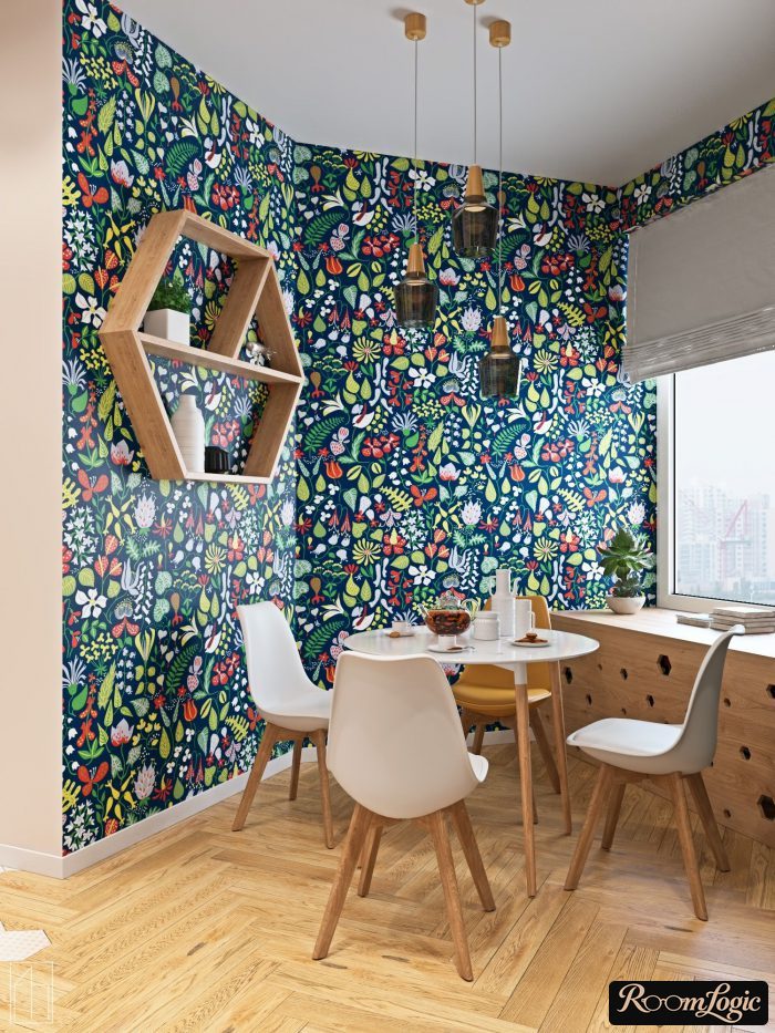 bright wall murals in the kitchen