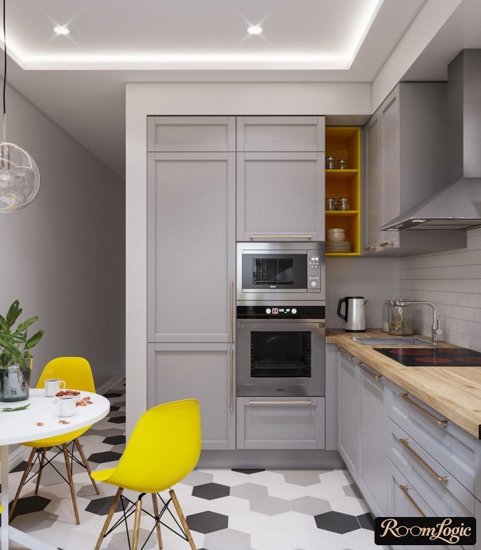 bright yellow on the kitchen interior