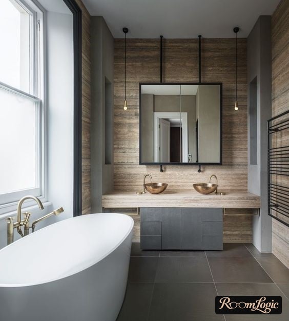 bronze bathroom fixtures in loft style