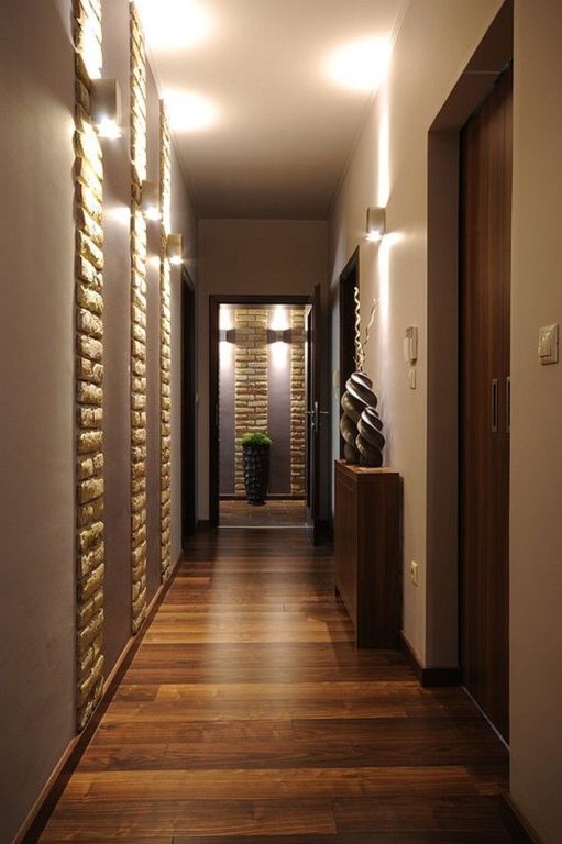 brown laminate on the floor in the hallway