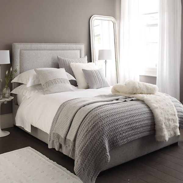 brown walls with gray furniture