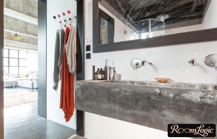 Brutal concrete sink in loft style