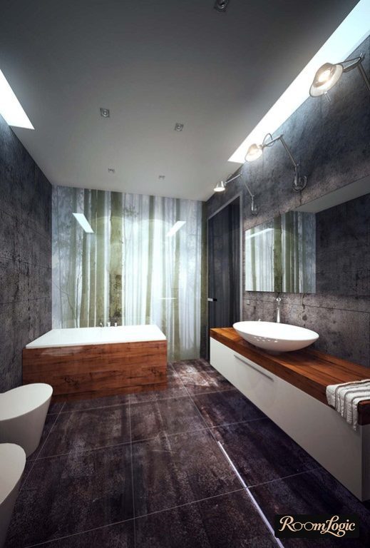 Brutalistic bathroom in loft style