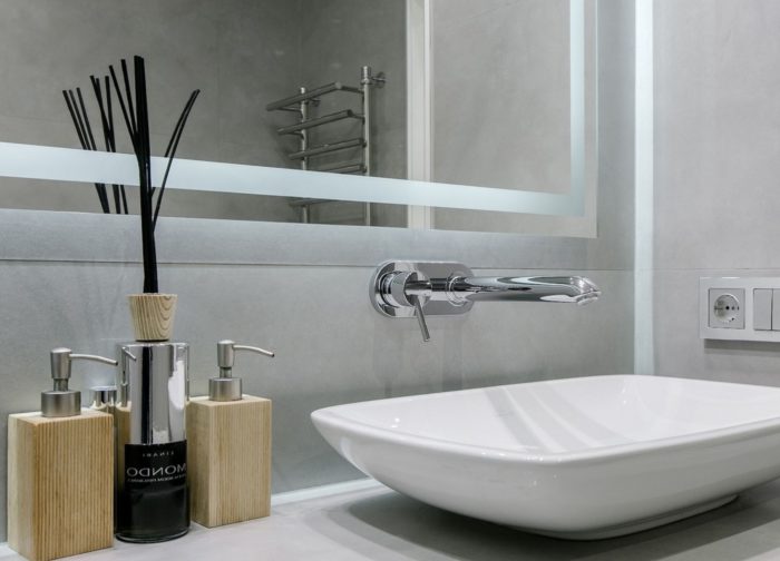built-in faucet and top-mount sink