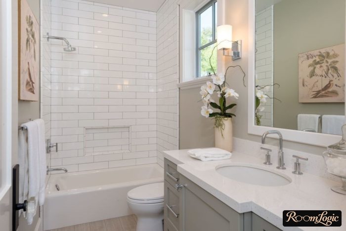 built-in faucets in a classic bathroom
