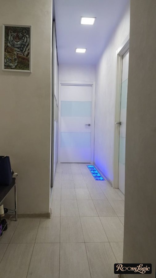 built-in floor lighting in the hallway