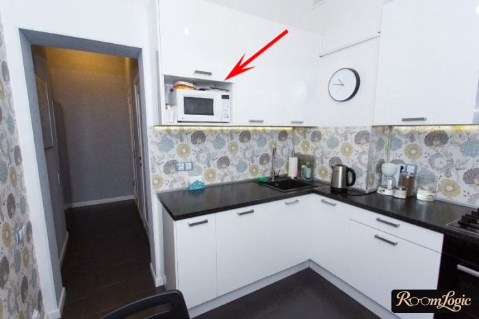 built-in microwave in a niche