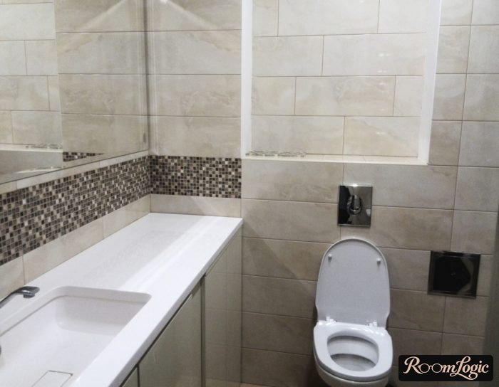 built-in sink in the bathroom