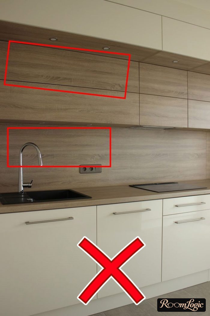 cabinet fronts of white kitchen made from particleboard with wood-look - why not