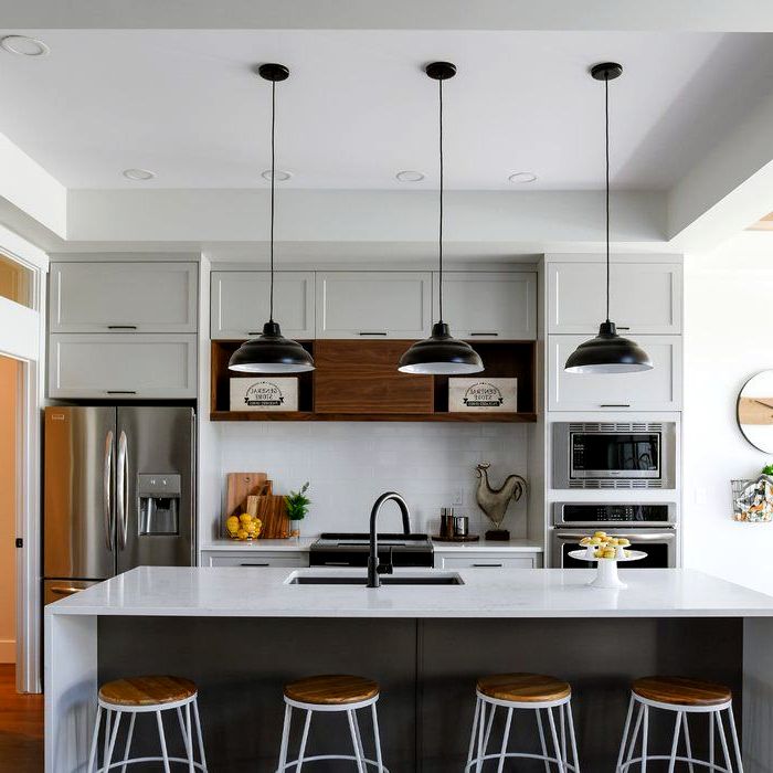 cabinet fronts with routed detailing in modern kitchen design