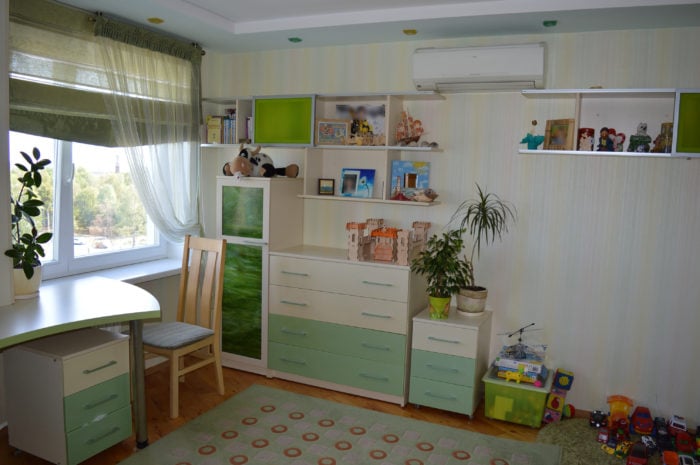Cabinets in a boy's room