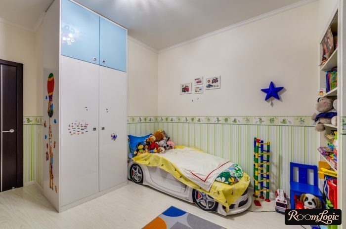 car-shaped bed in boy's room