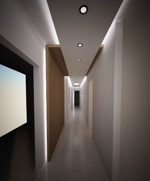 ceiling in hallway with hidden led lighting