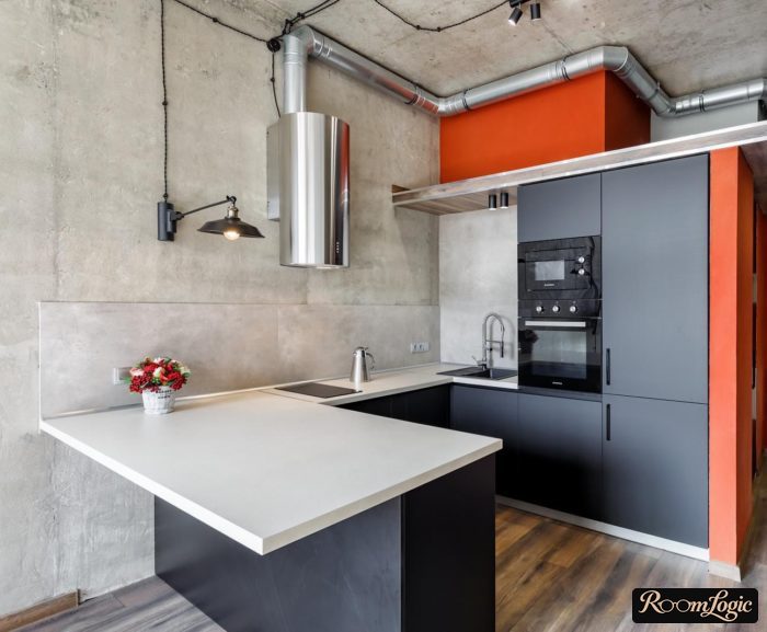 cheap loft style kitchen without wall and ceiling finishing