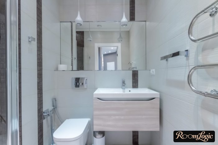 cheap white tile in small bathroom