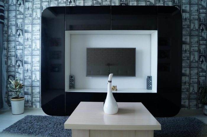 cinema film wallpaper in living room