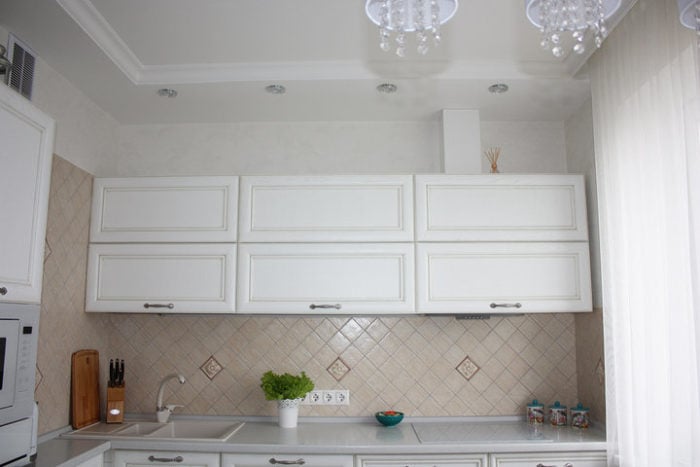 Classic white corner kitchen cabinets