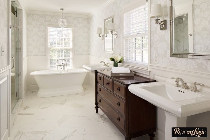 classical bathroom in light tones