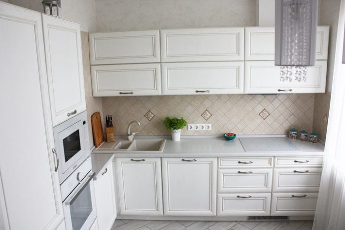 classical corner kitchen cabinet setup