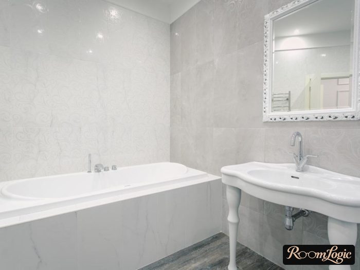 classical minimalism in the bathroom