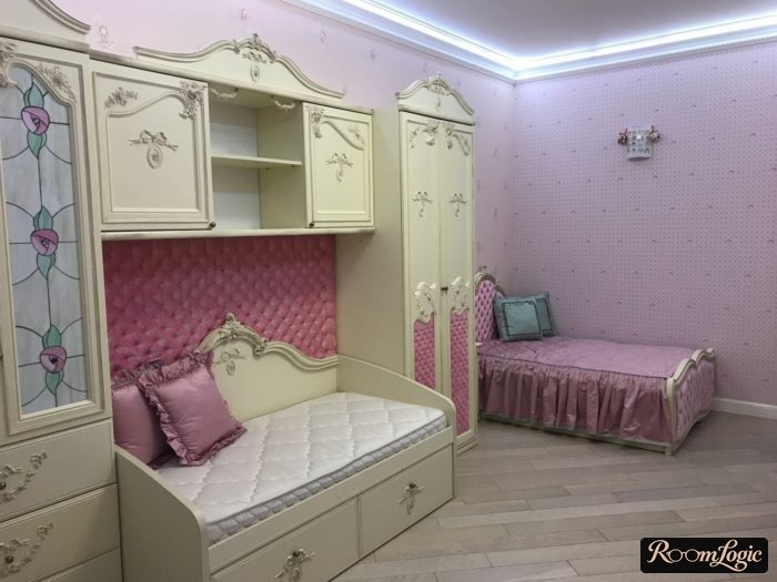 classical style bedroom for two girls