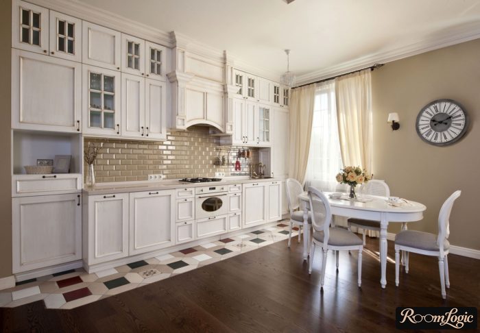 classical style kitchen-living room design