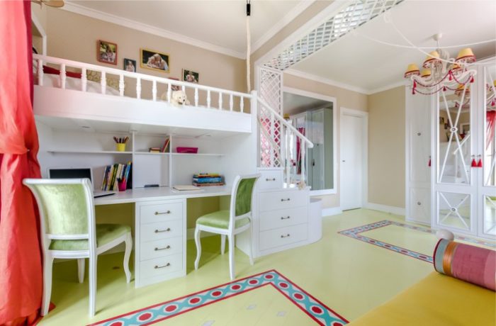 classical white furniture in kids' room
