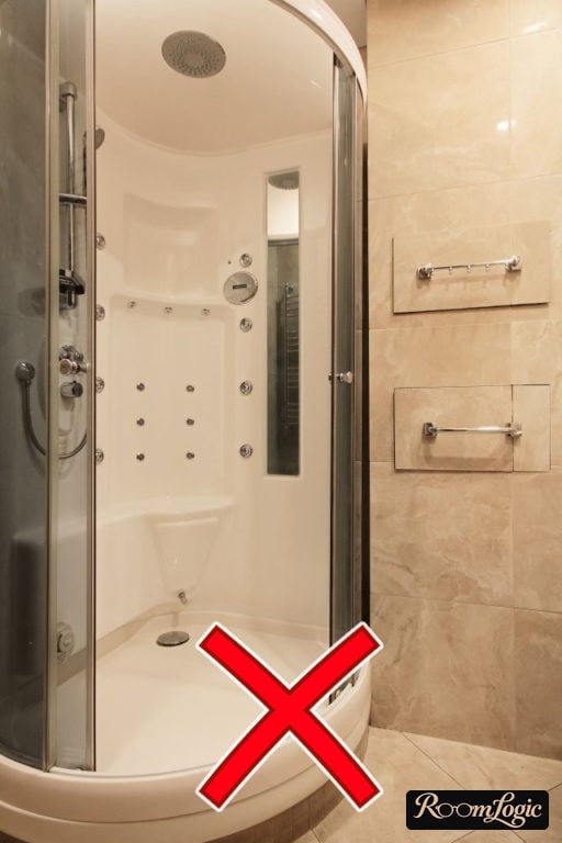 closed Chinese shower enclosure bathroom apartment
