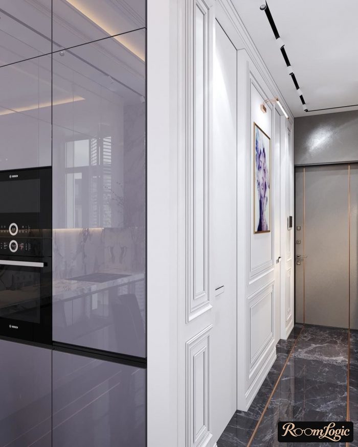 cold silver glossy finish in kitchen