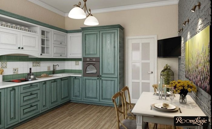 colorful kitchen design in provence style