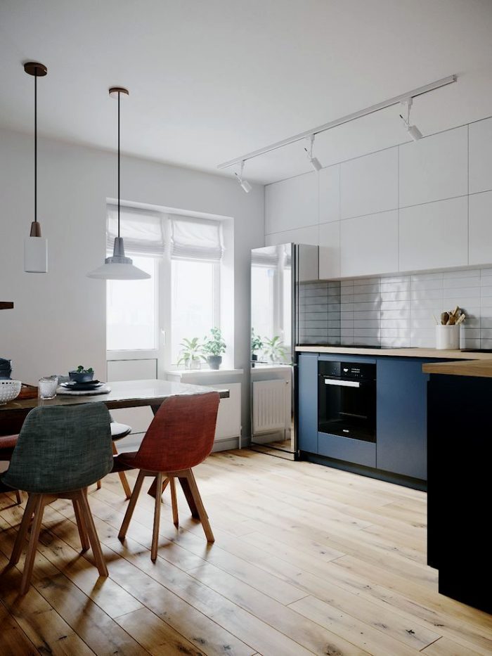combination of colors in a white kitchen