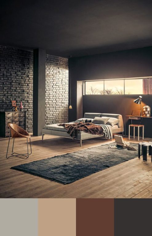 combination of dark colors in the interior