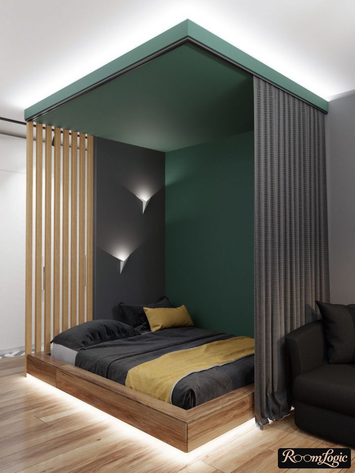combination of green and yellow in the interior