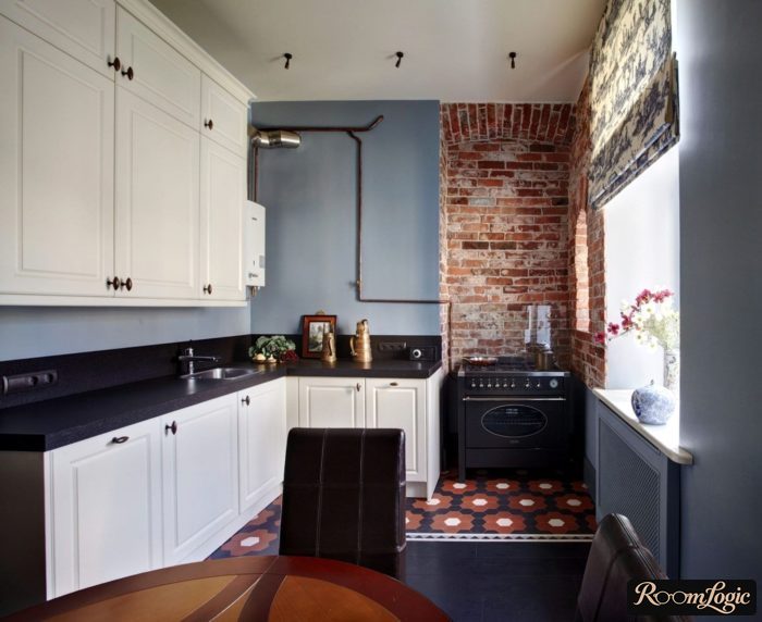 Combination of Provence and loft styles in the kitchen