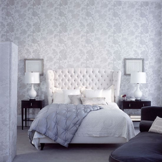 combination of wall paper in the bedroom