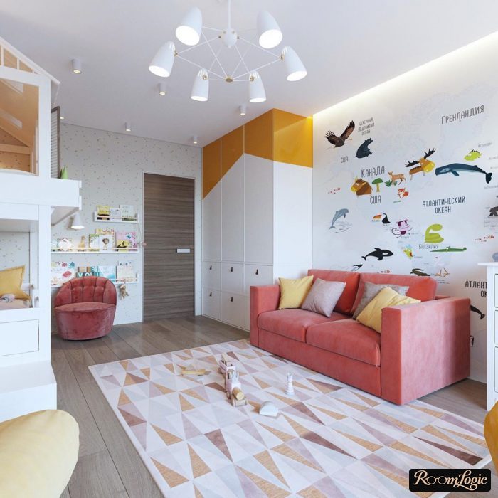 combination of warm colors in the interior