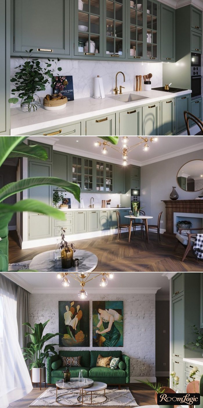 combination with green in the interior