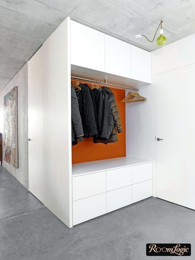 concept modern entryway with concrete ceiling