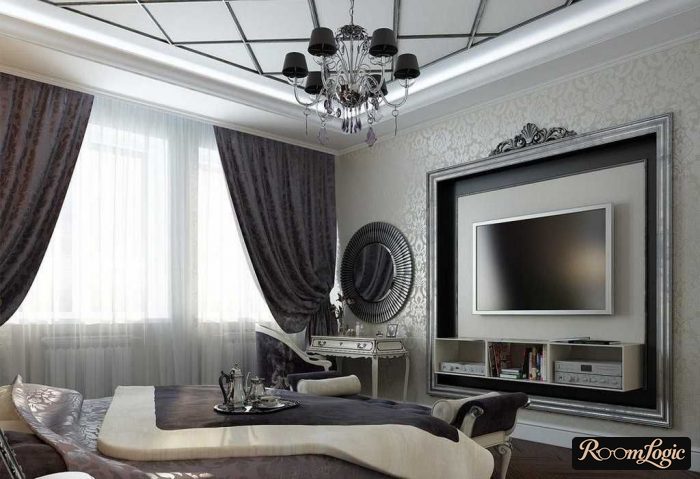 contemporary black white living room art deco