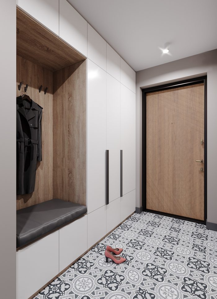 contemporary entryway in scandi style