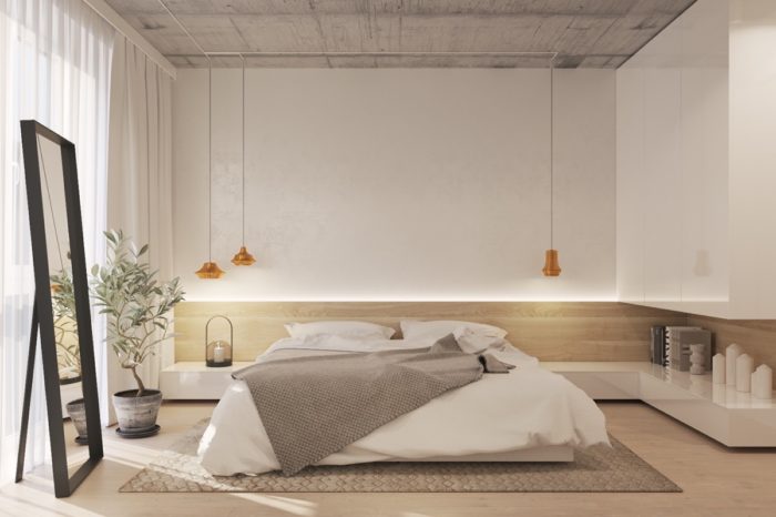 contemporary loft-minimalist bedroom
