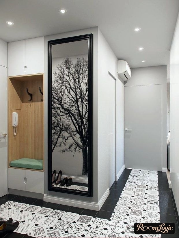 entryway with modern minimalism design in apartment