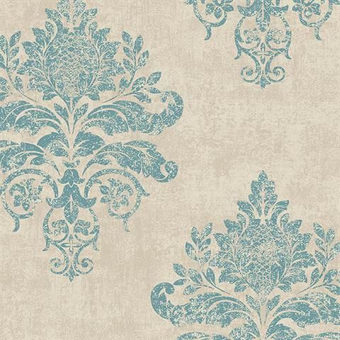 contrasted turquoise patterned wallpaper