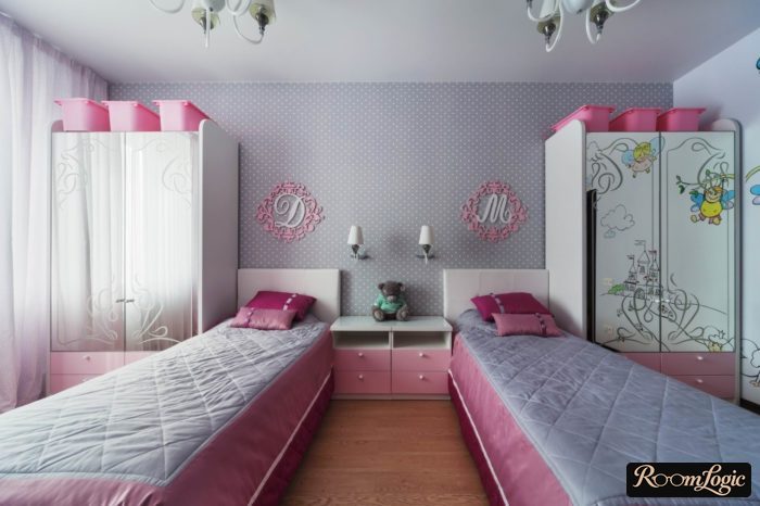 cool gray-pink room for a teenage girl